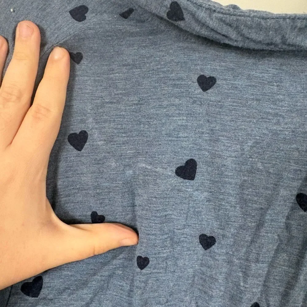 Love by Gap Blue Heart Loungewear Button Down Pajama Top Valentine’s Day Cozy M